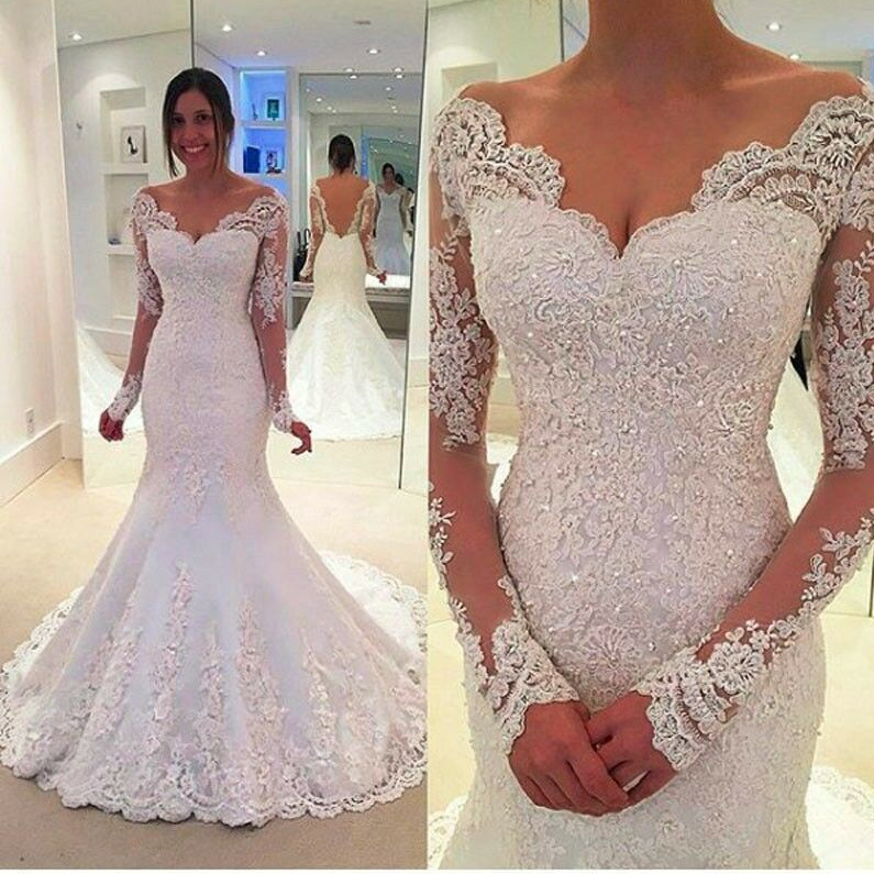 Vestido de novia moderno de sirena de sirena