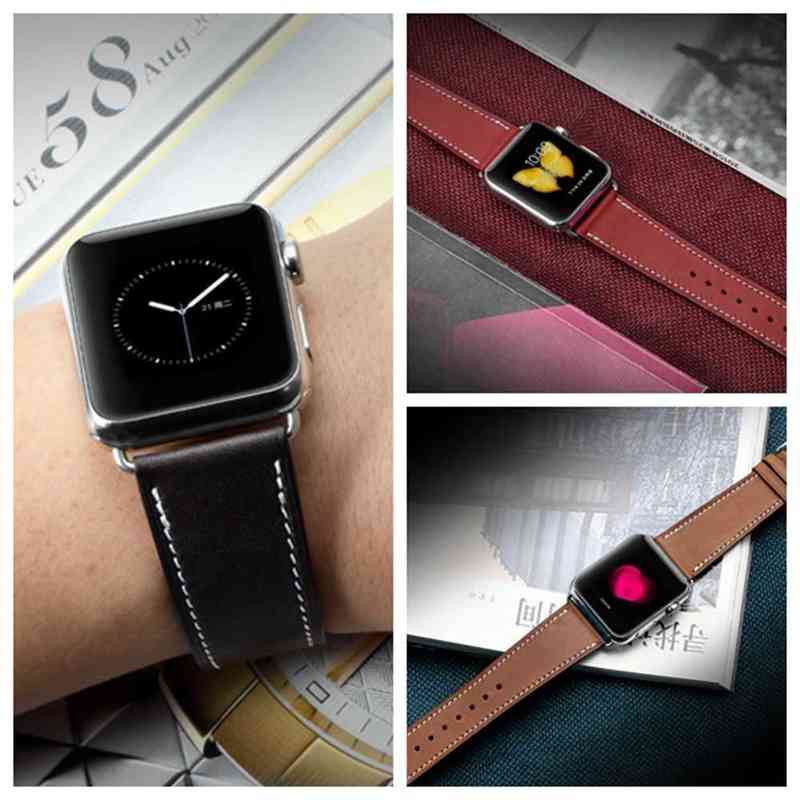 Watch Bands iStrap Black Brown Red French Calf Leather Single Tour Bracelet Strap for i Apple Band 38mm 42mm 40mm 44mm T2208276161973