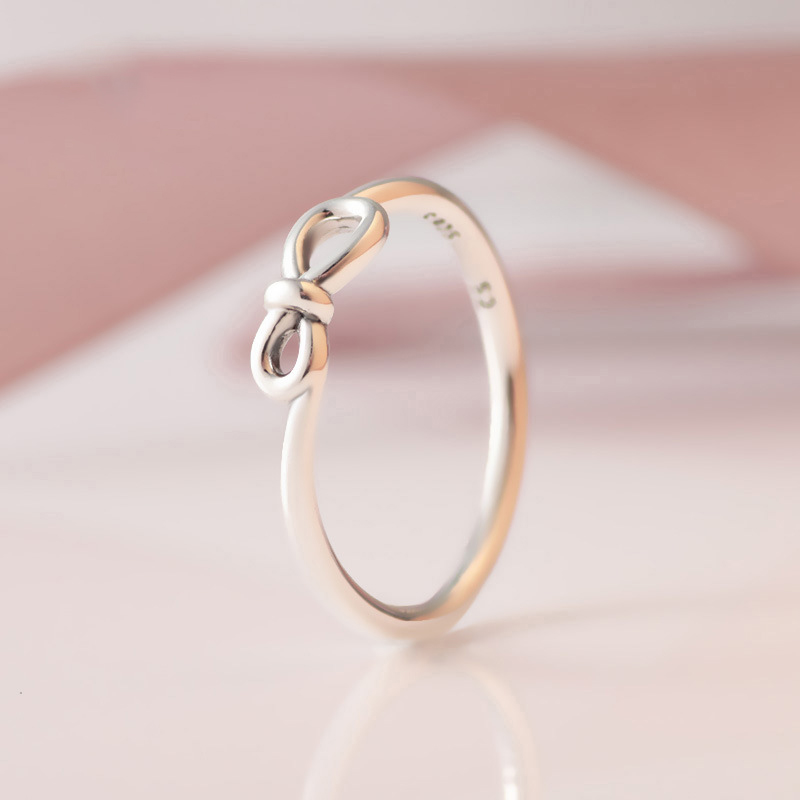Otantik 925 Sterling Gümüş Infinity Düğüm Halkası Kadın Kızlar Moda Partisi Takı Pandora için Girliler Hediye Yüzükleri Orijinal Kutu Seti