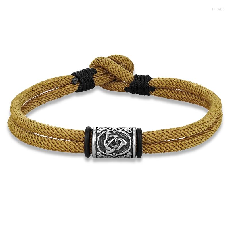 Braccialetti di fascino mkendn viking in stile viking fatti a doppio filamento a doppio filo bracciale in acciaio inossidabile nodo cecore di norret mitologia amuleto accoppiamento 3079