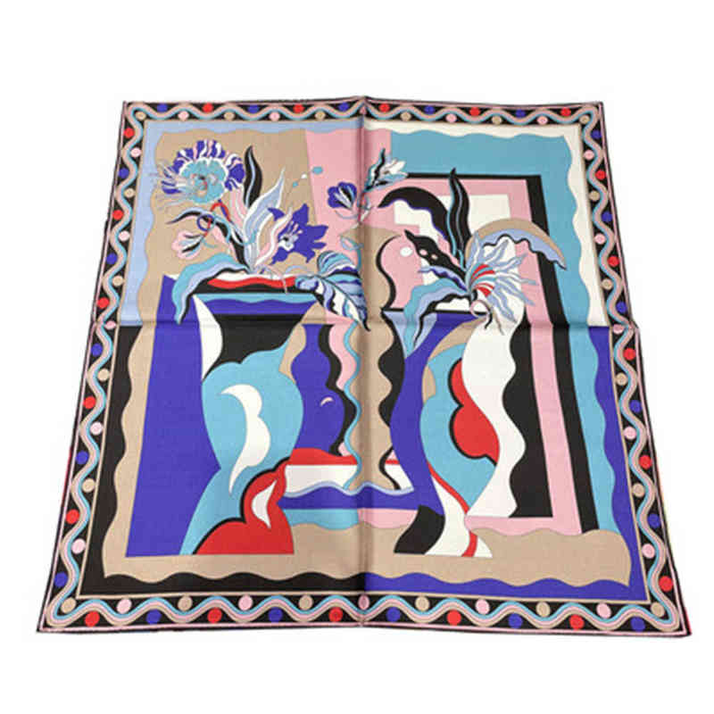 Sarongs 70cm Vase Design de mode % Foulard en soie sergé Bords roulés à la main Foulard carré Châle Hijab Bandana Foulard pour dames Bandeau T220827