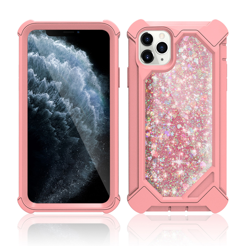 Glitter Liquid Bling Quicksand Cases Floating Sparkling Heavy Duty Military Grade stockskydd för iPhone 14 13 12 11 Pro XR XS Max X 8 Samsung S20 S21 S22 Ultra