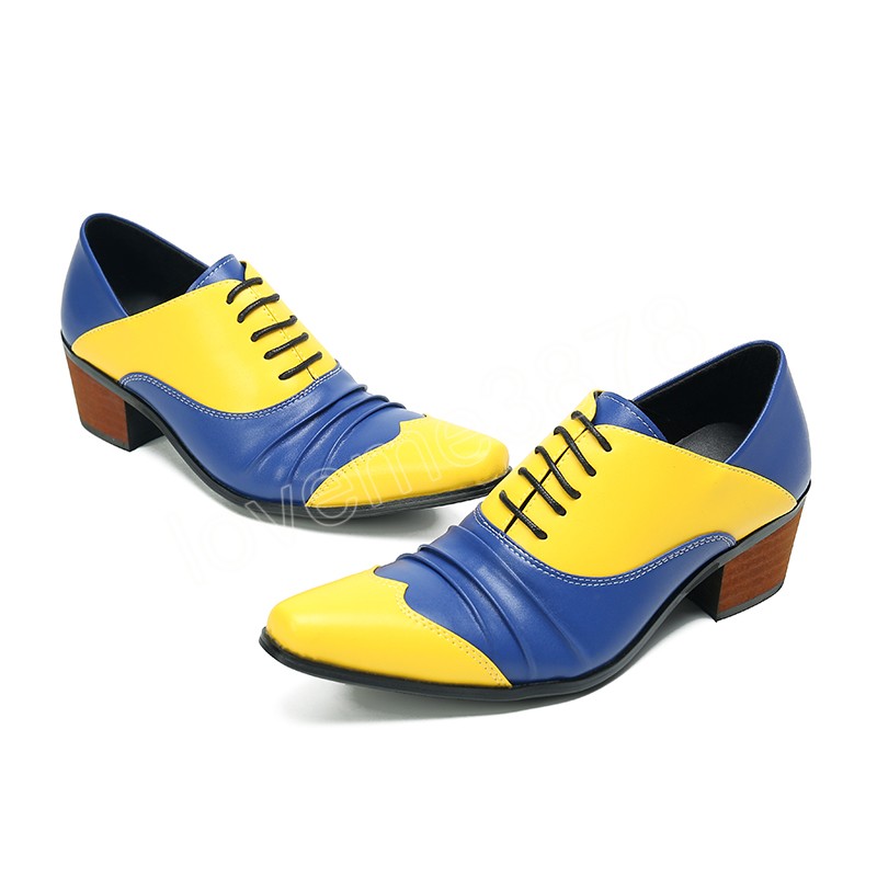 Autumn Men Shoes Dress Shoes de retalhos de couro de couro redondo Modelo