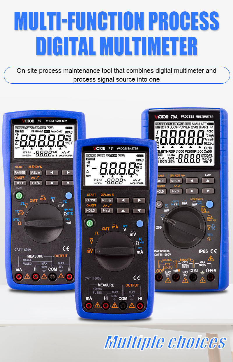 Digital Multimeter Process Calibrator Signal Source VICTOR 79 CAT IV 600V With 40MΩ Resistance RTD RSKEJTNB Cu50 Pt100