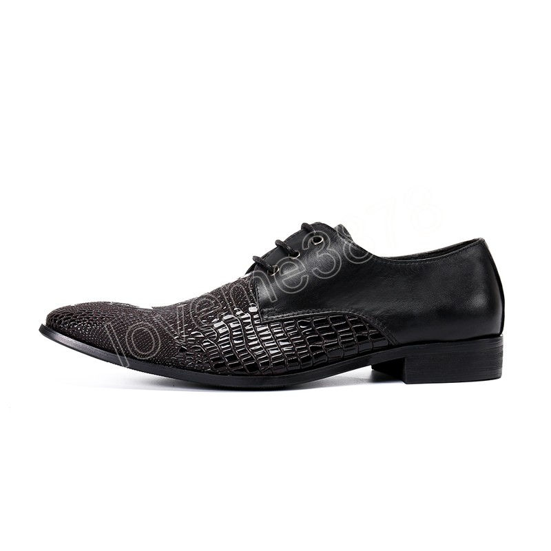 أزياء الرجال أحذية أوكسفورد للأعمال الجلدية الأصلية Brogue Shoes Party Up Dress Shoes Office Shoe