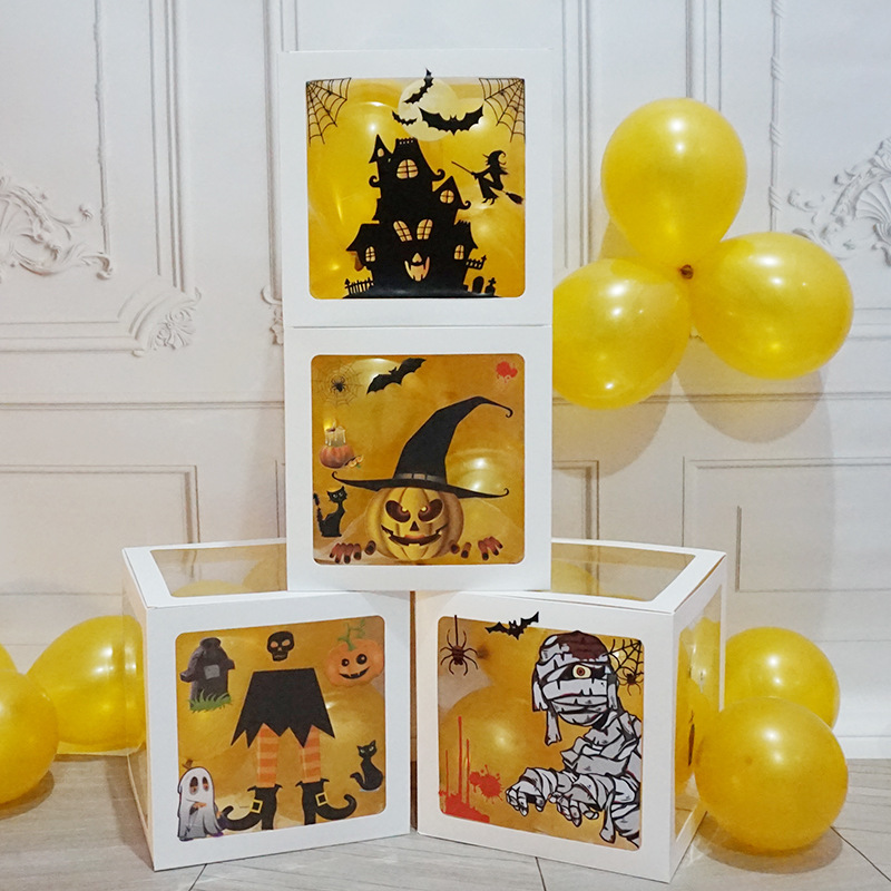 Outros suprimentos para festas de eventos Halloween decoração caixas de balão adesivos horror jackolantern witch castelo estampar caixas de balões felizes festas halloween balões 220829