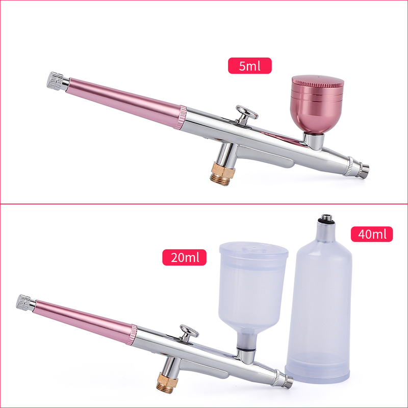 Masseur de visage Top 0.4mm Rose Mini Kit de compresseur d'air AirBrush Pistolet à peinture Aérographe pour Nail Art Tatouage Artisanat Gâteau Brouillard Pulvérisateur 220829