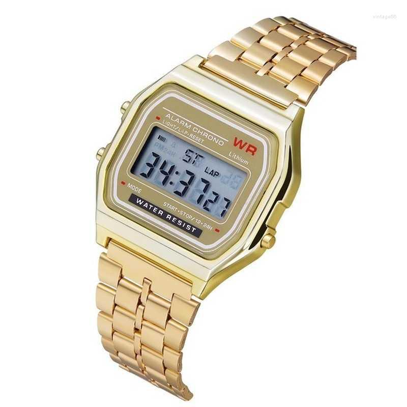 Wristwatches F91W Steel Strap Watch For Women Men Vintage LED Digital Sports Watches Couple Electronic Wrist Band Clock Ladies Gif286A