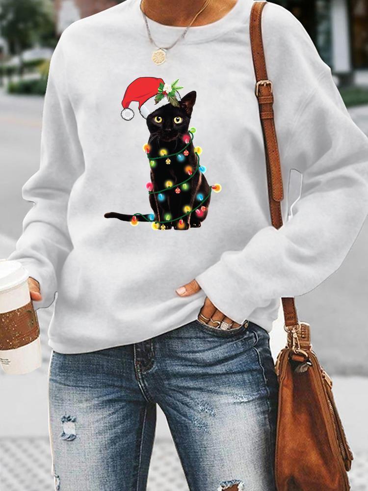 Kvinnor T Shirt Watercolor Festival Style Trend Sweat Shirts Women Holiday Merry Christmas Fashion Clothing Casual Female Print Graphic Pullovers 220829