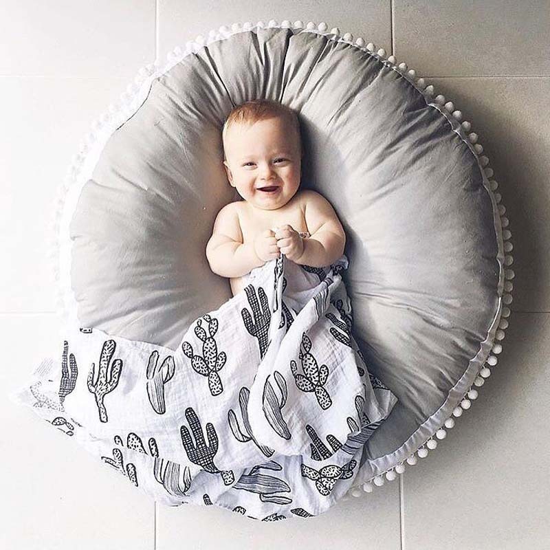 Dekens Swaddling 90 cm baby kussen speelmatten peuter slapende kruipende mat rond geboorte vloerblokken winter dikker katoenen tapijt woning decor stoel 220829