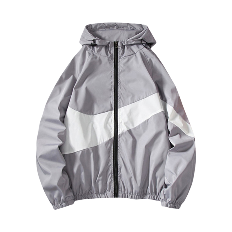 남성 재킷 남자 겨울 가을 가을 얇은 후드 티 의상 롱 슬리브 컬러 블록 지퍼 후드 셔츠 검은 흰색 회색 220829