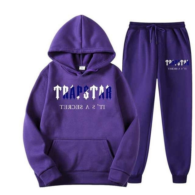 Mens Tracksuits Brand TRAPSTAR Printed Sportswear Men Warm Two Pieces set Loose hoodie sweatshirt pants Hoodie jogging 220829