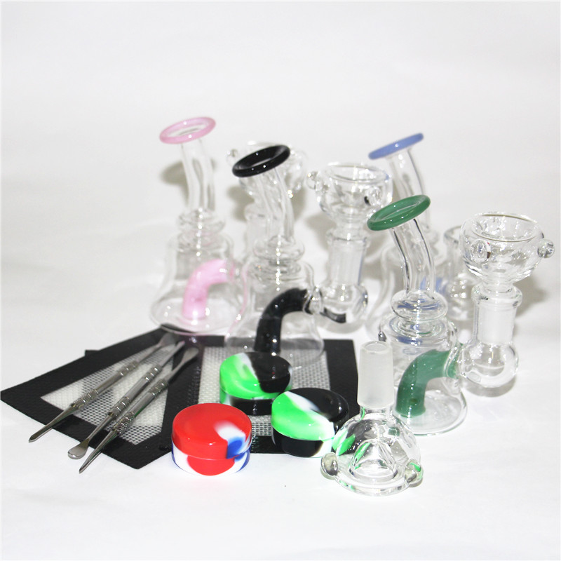 Hookahs Glass Bong Color Water Pipe Recycler DAB 장비 빗 및 인라인 Perc Oil Rigs 14.5mm 조인트 봉수 파이프 관절기