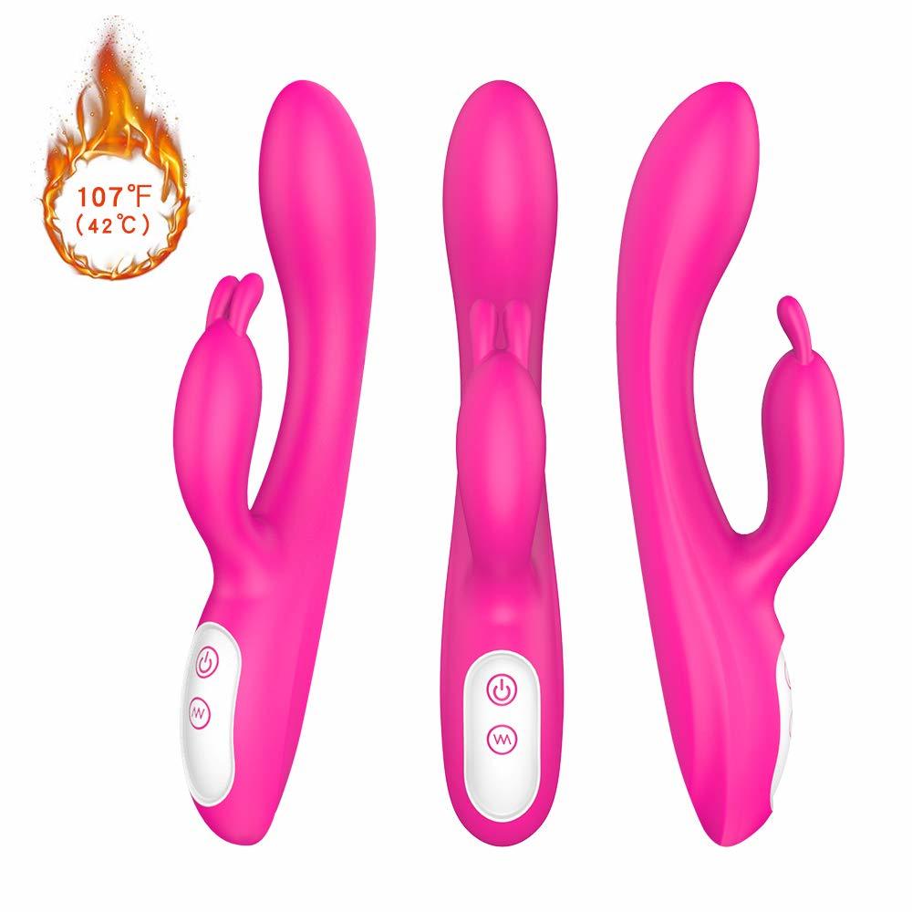 Articoli di bellezza G Spot Vibratore del coniglio con funzione di riscaldamento Giocattoli sexy rosa clitoride 9 potenti vibrazioni Stimolatore a doppio motore