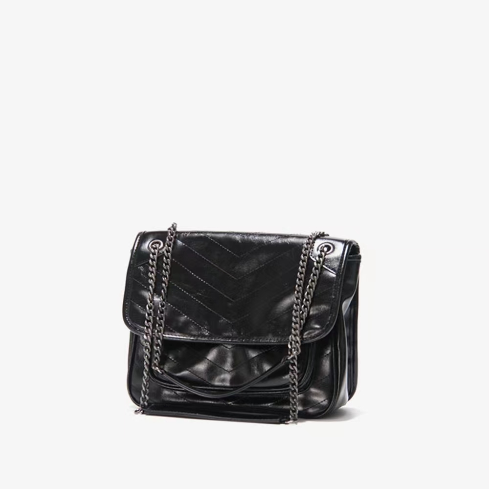 Moda de lujo para mujer bolsos de diseñador bolso de cuero cueros de cera de aceite bolso de hombro de mujer de doble cadena nuevo bolso de noche cruzado de moda capaz