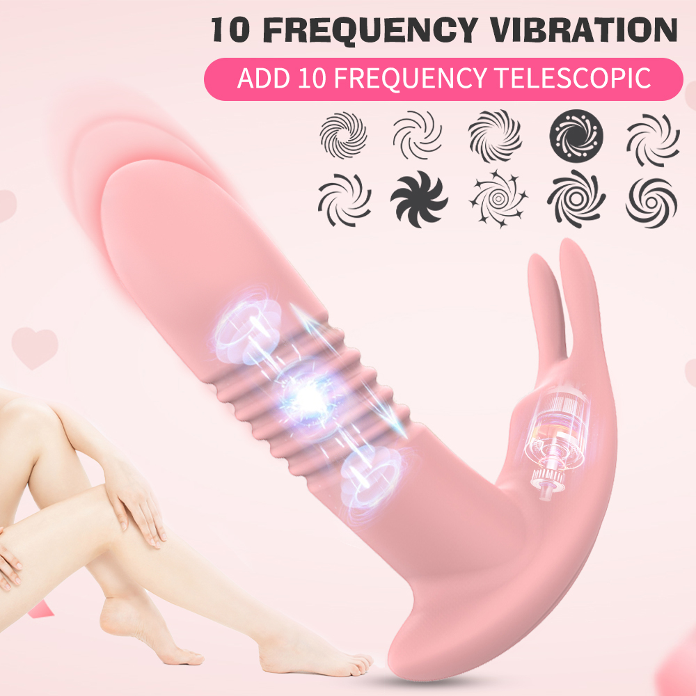 Articoli di bellezza Vibratore del coniglio telecomandato Vibratori del dildo telescopici Perline rotanti Stimolatore della vagina del punto G Giocattoli erotici sexy coppia