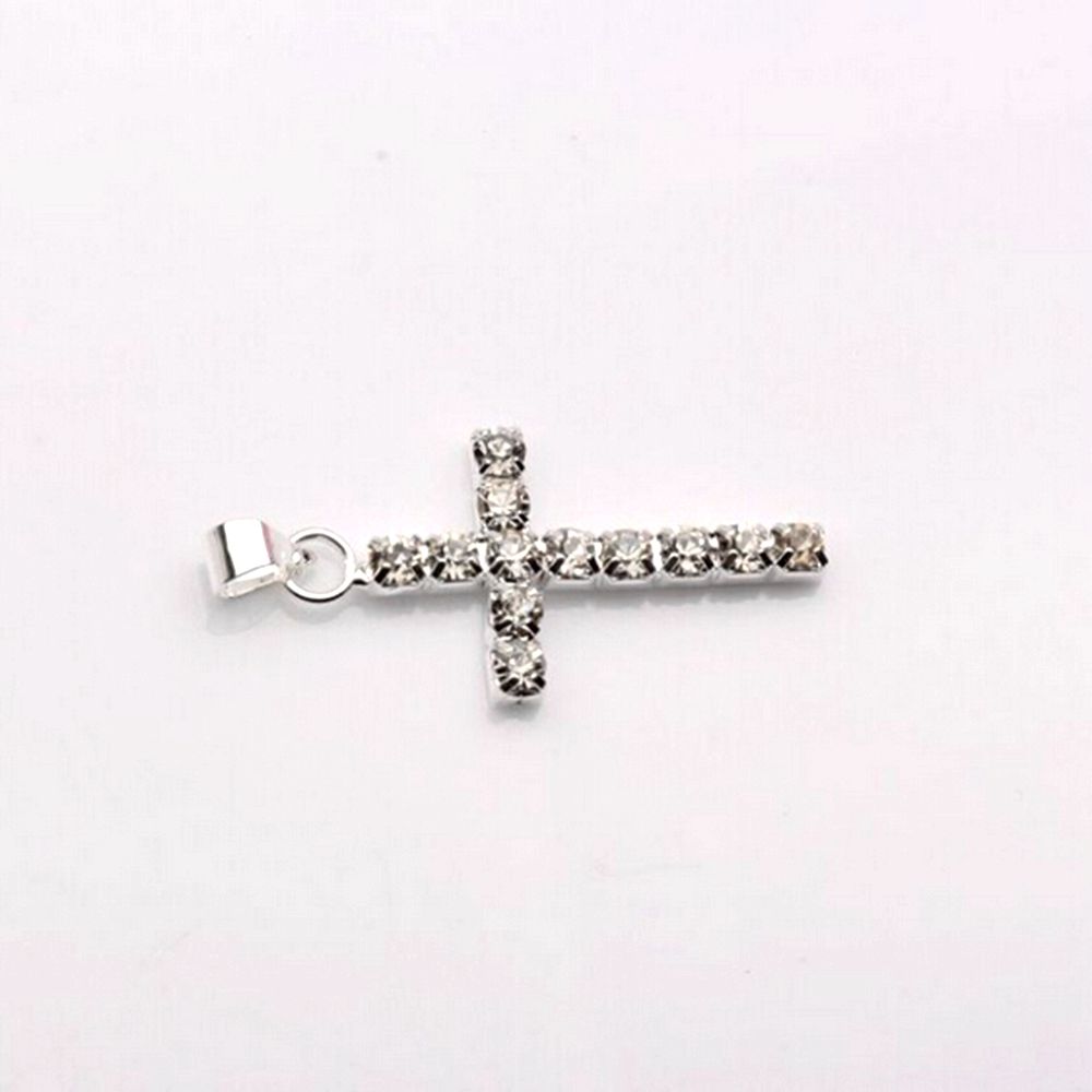 100st Rhinestone Cross Charm Pendants för smycken som gör DIY Handgjorda hantverk 29x15mm