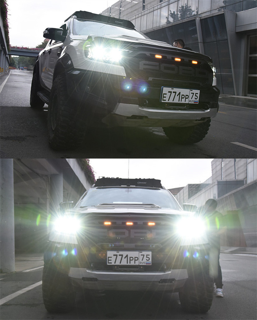 LED-strålkastare för Ford Ranger 20 16-20 20 High Beam Full LED-linsstrålkastare DRL Turn Signal Driving Strålkastare