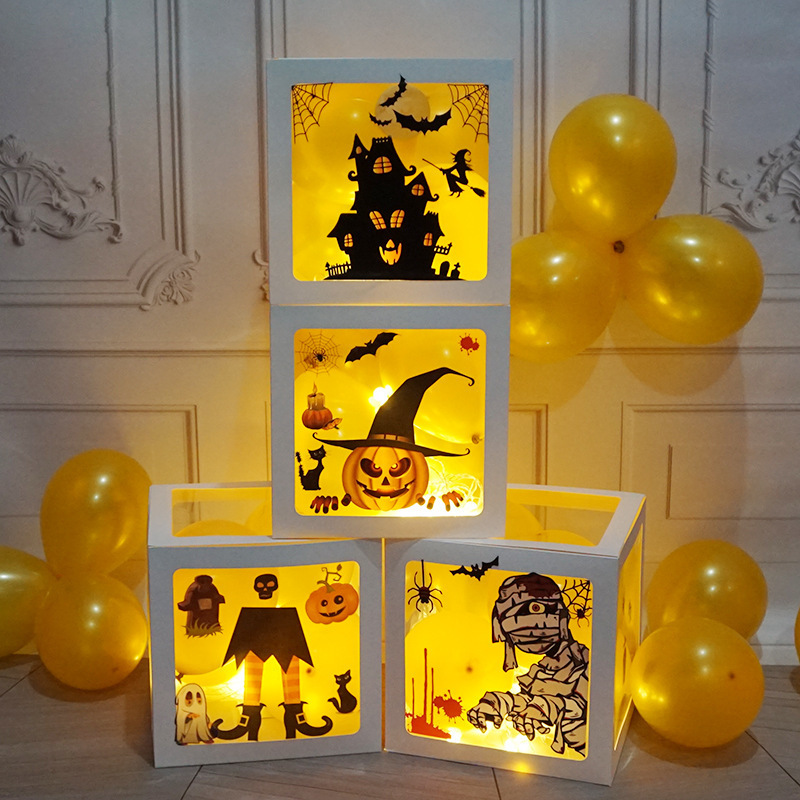 Outros suprimentos para festas de eventos Halloween decoração caixas de balão adesivos horror jackolantern witch castelo estampar caixas de balões felizes festas halloween balões 220829