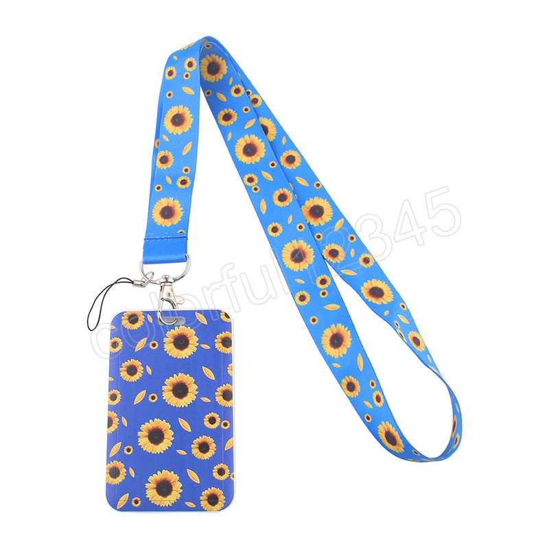 Schlüsselanhänger, Ausweishalter, mobile Schlüsselanhänger, Kreditkartenetui mit Umhängeband, Sonnenblumen-Lanyard-Kartenhülle