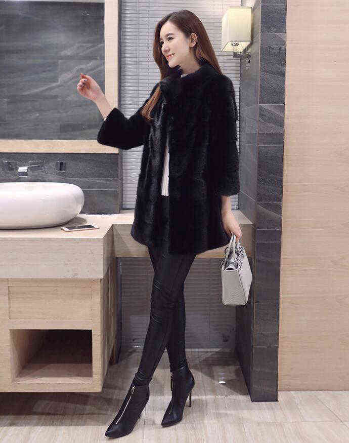 Fur's Fur Faux 2022 عتيقة طوق قياسي 100 ٪ Classival Class Natural Real Fur Coat Length Transialize WSR760 L220829