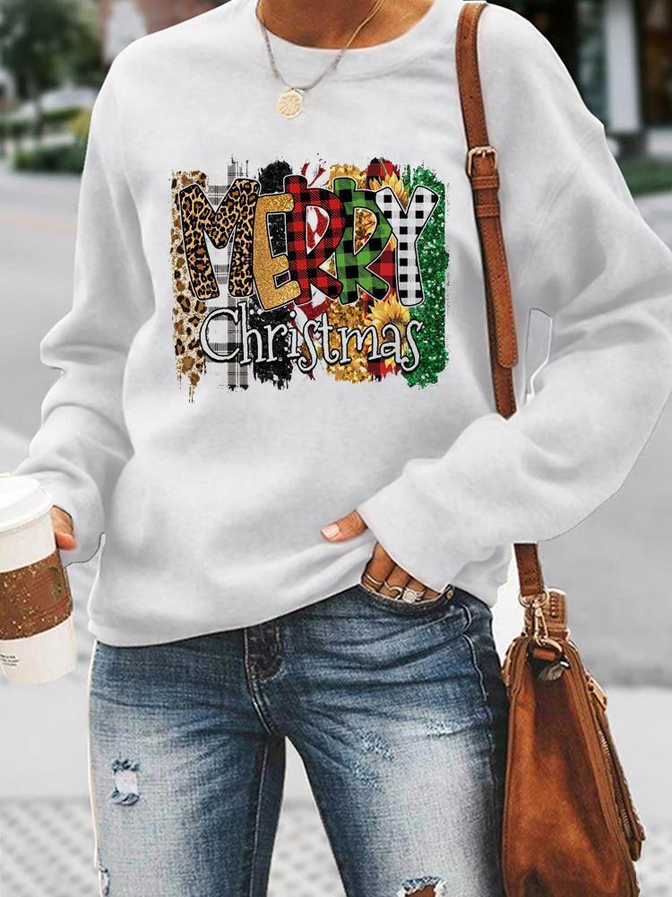 Kvinnor T -shirt Deer Face Lovely Cute 90 -tals svetttr￶jor Kvinnor Holiday Merry Christmas Fashion Clothing Casual Female Print Graphic Pullovers 220829