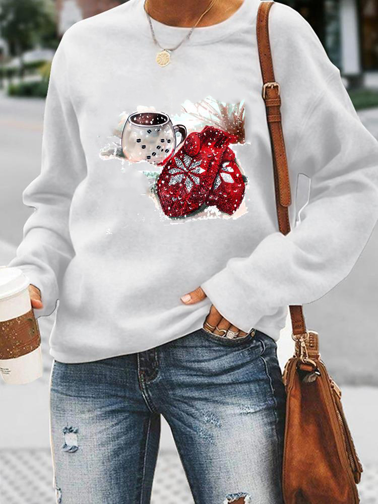 Kvinnor T Shirt Watercolor Festival Style Trend Sweat Shirts Women Holiday Merry Christmas Fashion Clothing Casual Female Print Graphic Pullovers 220829
