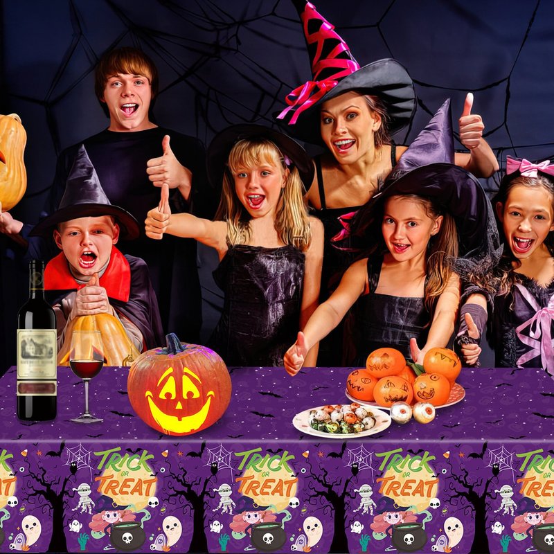 Autres fournitures de fête d'événement Halloween Cartoon Witch Ghost Purple Nappe jetable Trick or Treat Nappe imperméable pour enfants Happy Halloween Supplies 220829