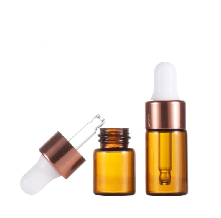 Amber Clear Glass Dropper Bottle 1ml 2ml 3ml 5ml Mini Cosmetic Sample Essential Oil Droppers Bottles SN4820