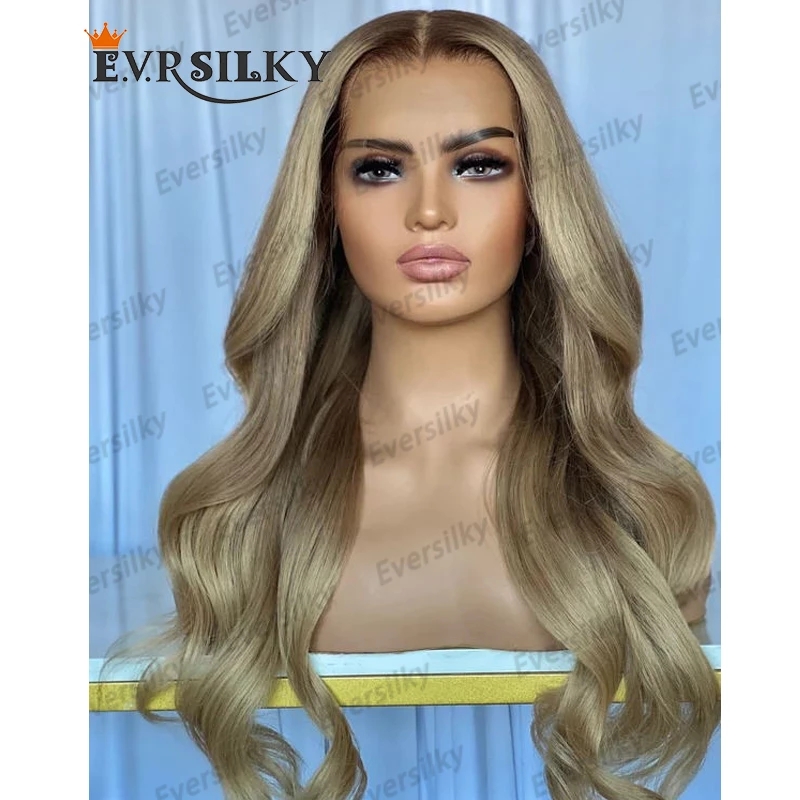 Ombre biondo cenere 100% capelli umani indiani parrucche frontali in pizzo trasparente con capelli bambini parrucche senza colla naturale 13x6 con lacci a parte profonda