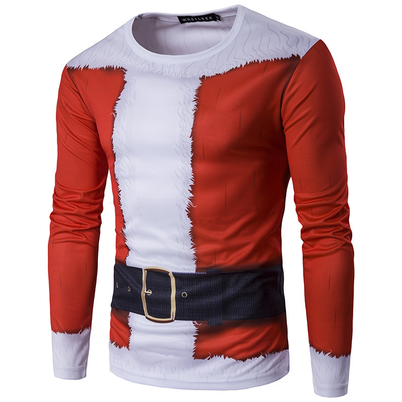 Magliette da uomo Maglietta di Natale Uomo Falso Top in due pezzi Anno Natale Festa Prom Maglietta Manica lunga Collo Personalità Maglietta Oversize 220829