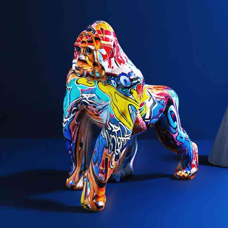 Nordiska kreativa föremål Hemdekorationstillbehör Färgglada graffiti Gorilla skulptur Animal Statue Creative Crafts Ornament Ret304w