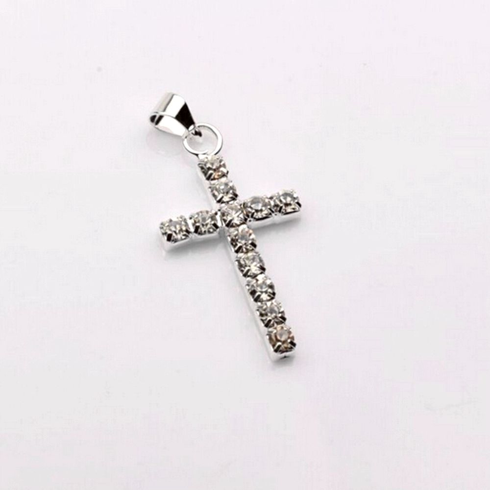 100st Rhinestone Cross Charm Pendants för smycken som gör DIY Handgjorda hantverk 29x15mm