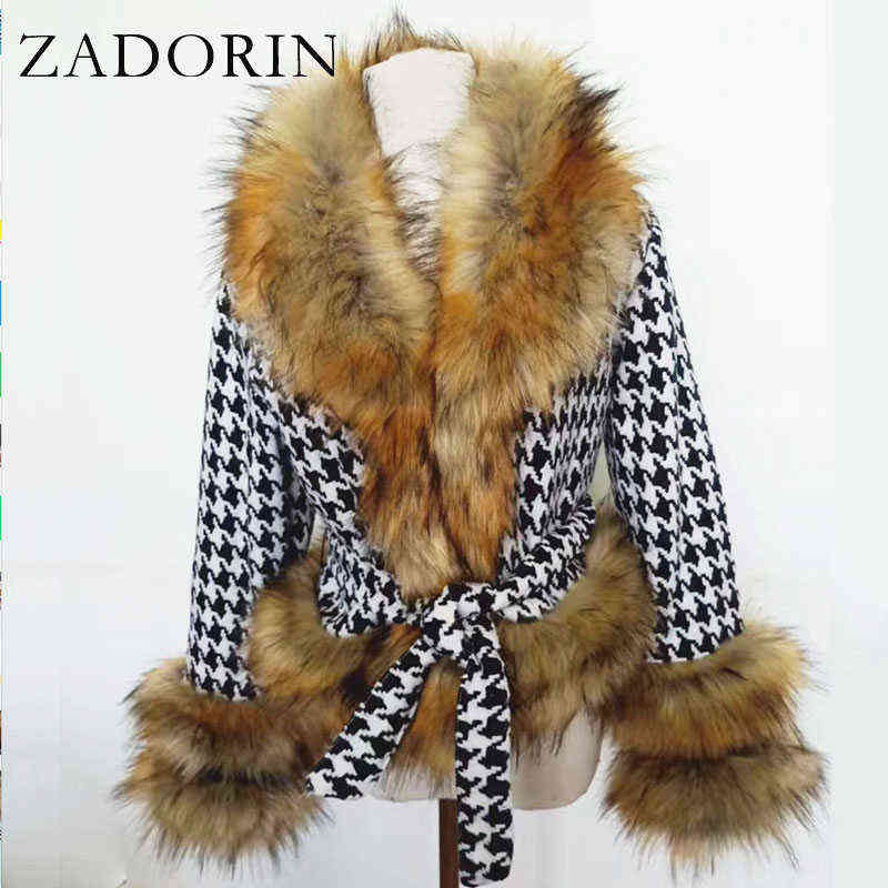 Feminina furorina tendência de moda outono inverno curto lã de lã de lã racions mulheres luxo de luxo de colarinho de pele faux l220829