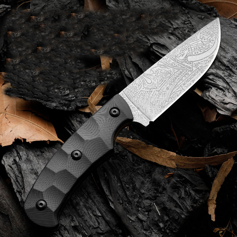 Special Offer H8261 Outdoor Survival Straight Hunting Knife D2 Etching Drop Point Blade Full Tang G10 Handle Fixed Blade Knives with Kydex