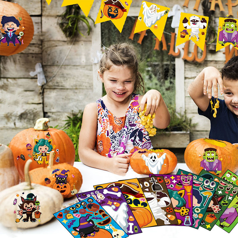 Outros suprimentos para festas de eventos Halloween Cartoon adesivos infantil favores fantasmas adesivos de abóbora presentes de festas de halloween festers de festas de festas de hallowene