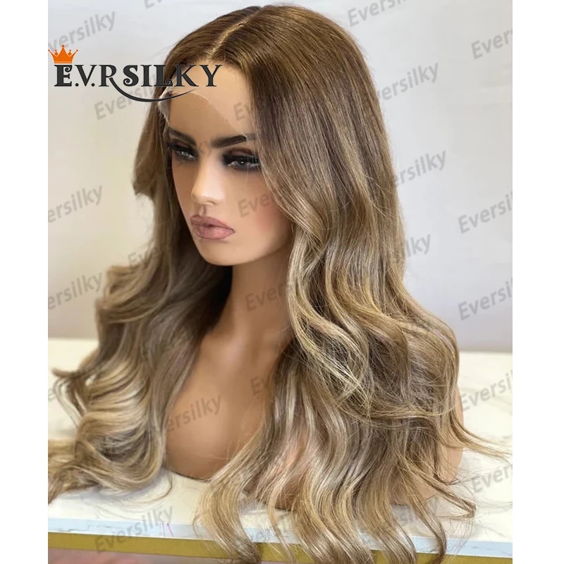 Glueless Transparent 13x4 Spets Front Human Hair Wigs Long Wavy Ash Blonde 26 tum 180densitet sn￶ren peruker naturliga h￥rf￤ste kvinnor