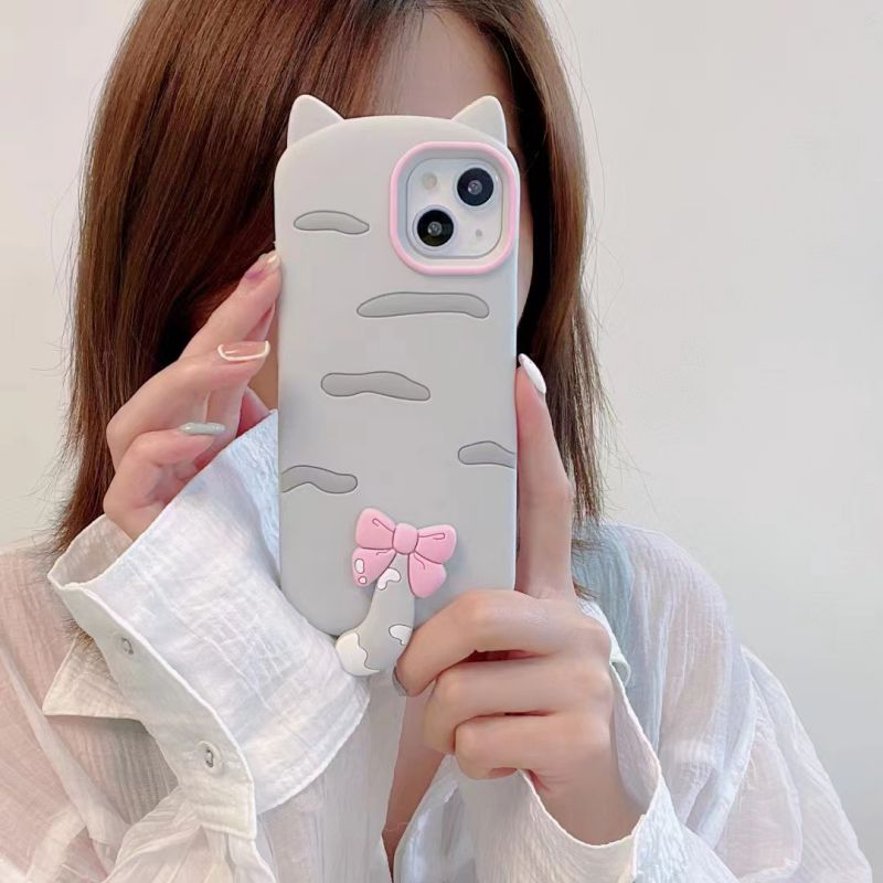 Cute kitten Silicone Phone Cases For iPhone 14 14Pro 13 12 11 prevention shells