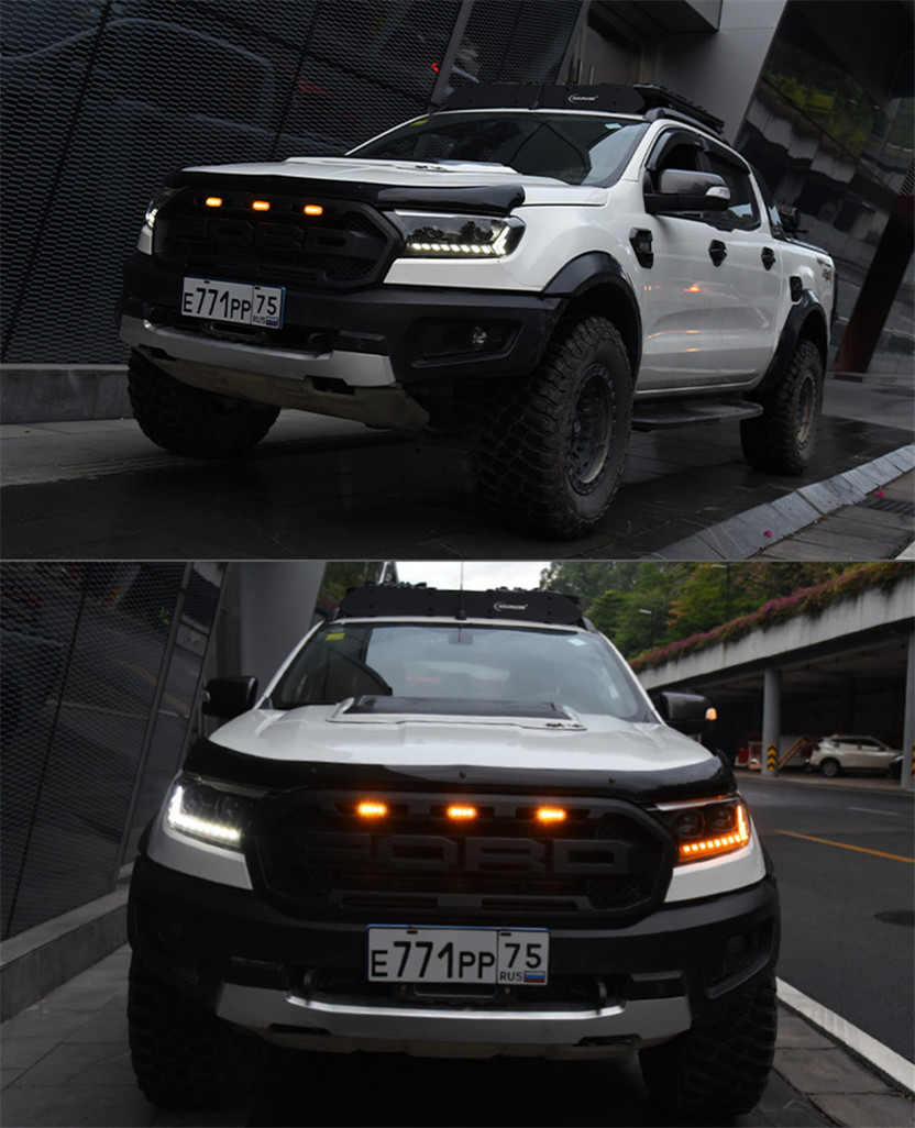 LED-Scheinwerfer für Ford Ranger 20 16–20 20, Fernlicht, Voll-LED-Objektiv, DRL, Blinker, Fahrscheinwerfer