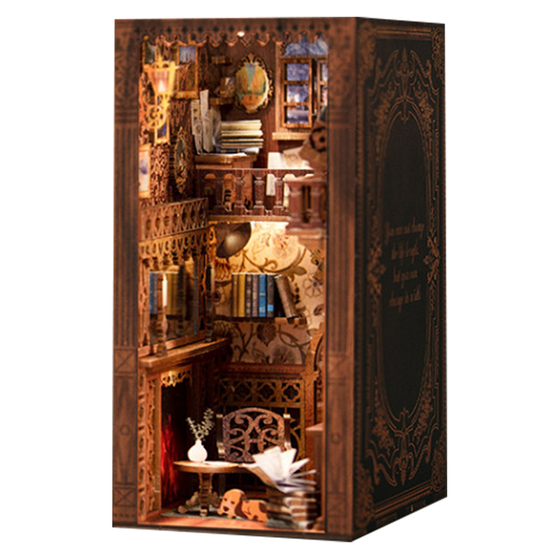 アーキテクチャDIYハウスホッドドールシェルフハウスミニチュアキットDIYブックNOOK 3D Diorama Puzzle Bookend Roombox Bookshelf 2208291293632