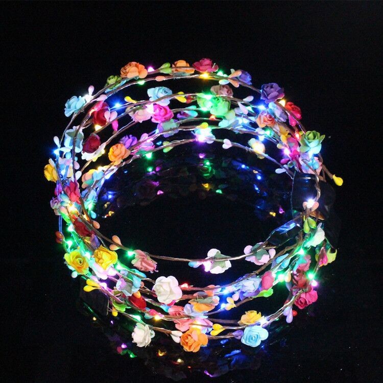 LED Light Up Toys Party Favors Luminous Line Crown Corolla Luminou Party Carnival Floral Decoration Garland Bright Hair Accessory Kids toy 60