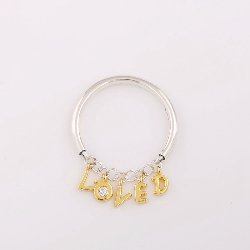 Uwielbiany z żółtych złota Pierścień z literą Sterling Silver Kobiety dla dziewcząt biżuteria na imprezę do CZ Diamond Ring Zestaw z oryginalnym pudełkiem 6854236