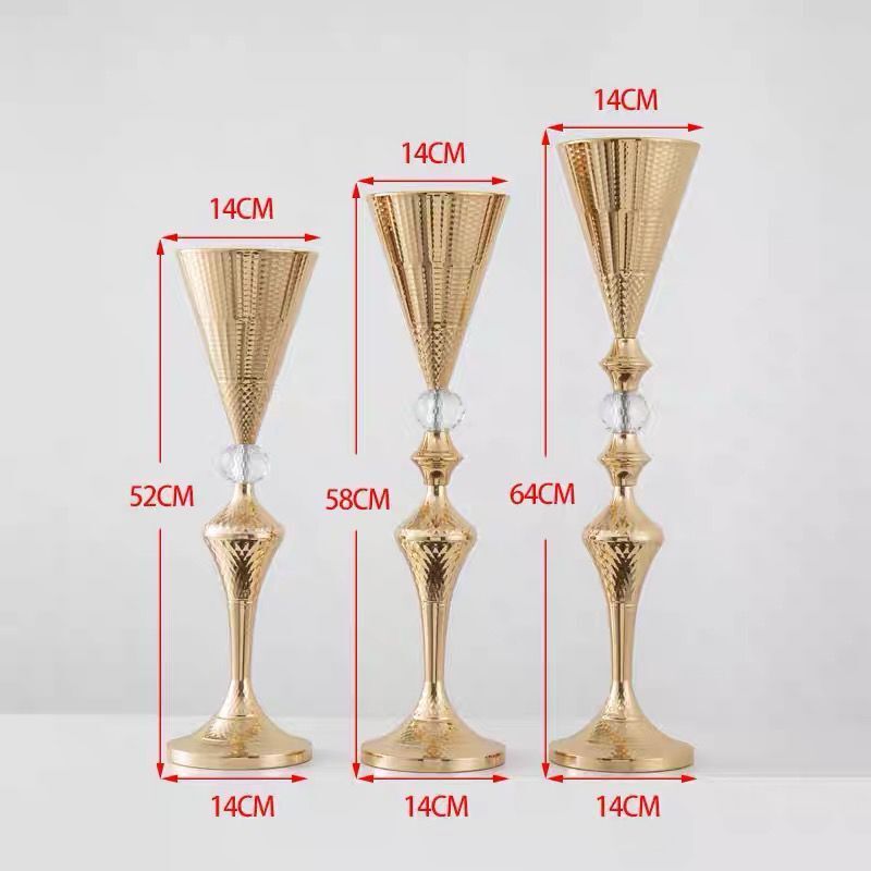 Outras festa de evento Fornecem Candelas de ouro Flores Vaso Dining Table Candlestick Centerpieces Road Lead Candelabra Wedding Wedding Decor Decor 220829