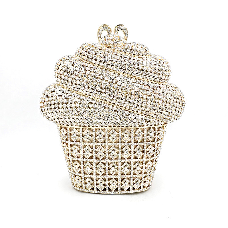 Sacs de soirée Mode femmes accessoires dessert diamants embrayages de luxe gros cupcake crème glacée sacs à main en cristal fête de mariage nuptiale 220829