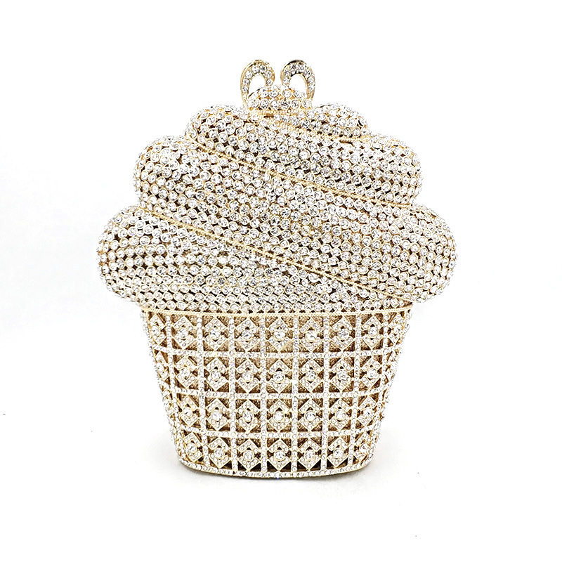 Bolsas de noite Moda feminina acessórios sobremesa diamantes luxo embreagens cupcake grande sorvete bolsas de cristal festa de casamento nupcial 220829