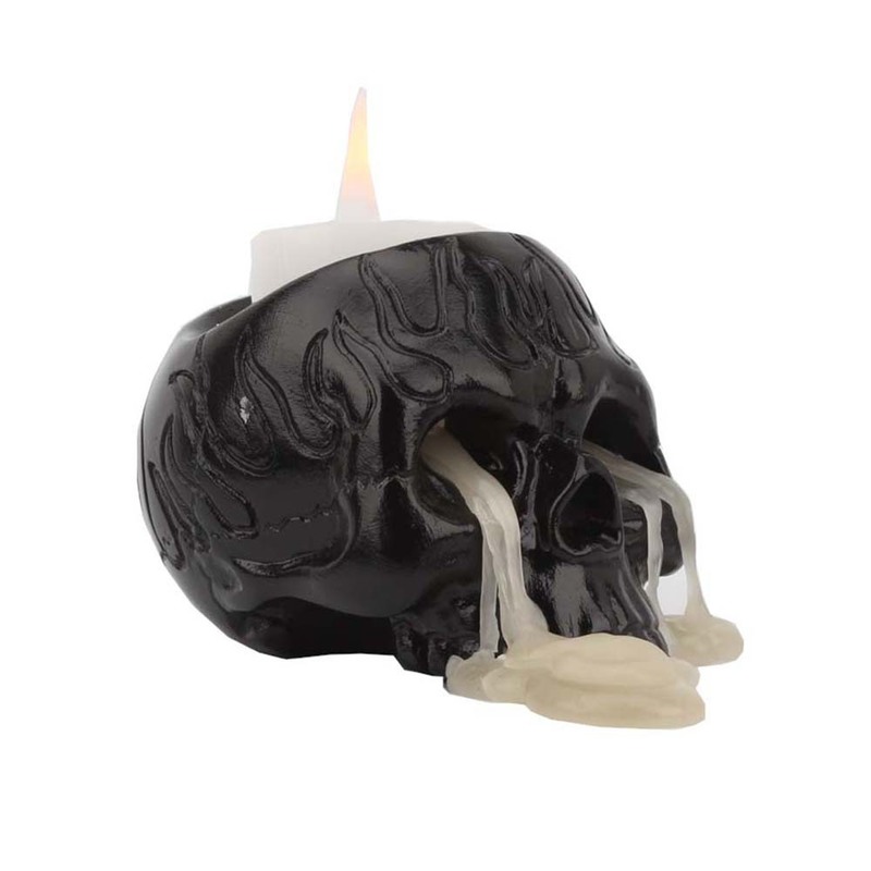 الحفلات الأخرى لحفلات الحفلات السوداء Skull Candlestick Halloween Decoration Stand Home Home Resin Desktop الحلي 220829