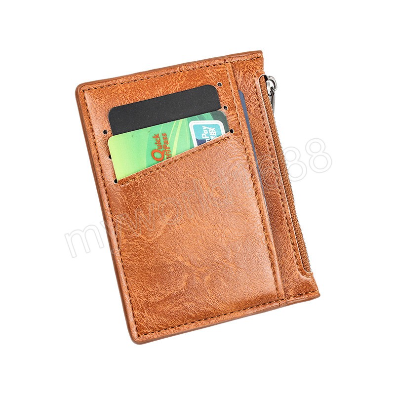 Men Wallet Money Bag Zipper Coin Purse Case vintage couro esbelto esbelto de carteira de crédito masculino portadores de cartão de crédito