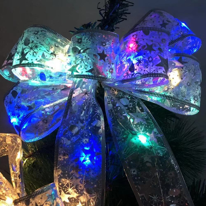 Altri articoli feste eventi Decorazioni natalizie fai-da-te Fiocchi a nastro a LED Luce albero di Natale String Light Bow Knot Ornament Decorazioni matrimoni Navidad Anno 220829