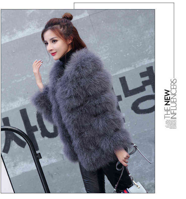 Women's fur Faux 2022 New Arrival Women Knitted Natural Ostrich Real Turkey Fur Coat Hot Selling Dropshipping Overcoat WSR113 L220829
