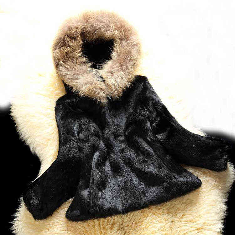 Women's fur Faux New 100% Whole Skin Rabbit Coat Luxury Real Natural Raccoon Hood Full Fur Vest Wholesale WSR50 L220829